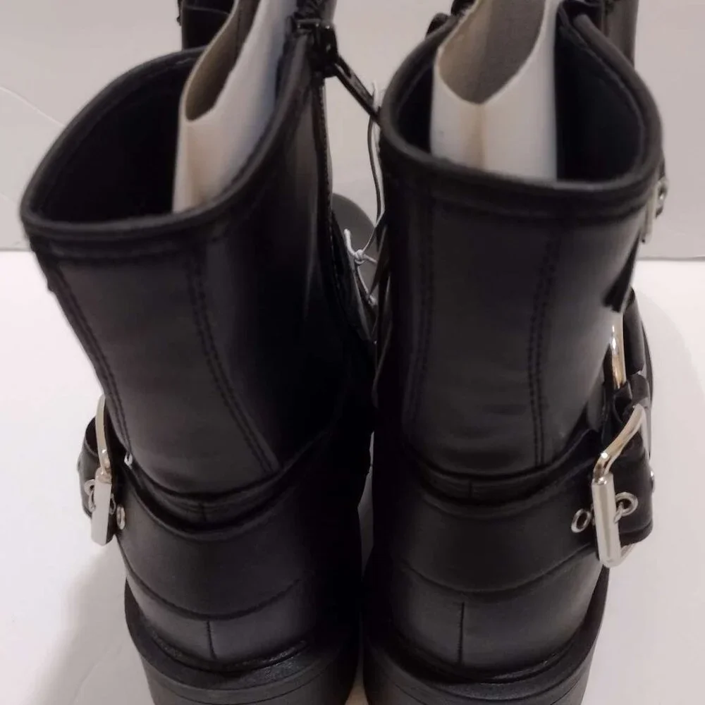 Universal Thread Womens Connor Side Zip Harness Buckle Ankle Boots Black Sz 7